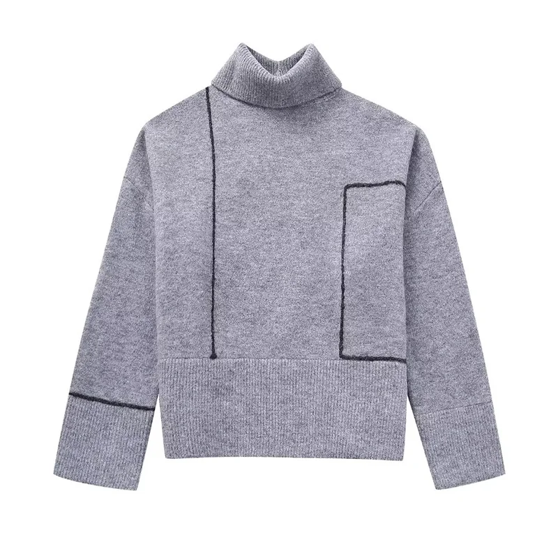 Woman Casual Gray Loose Turtleneck Sweater 2023 Autumn Female Vintage Line Patchwork Sweaters Girls Oversized Warm Knit Pullover
Woman Casual Gray Loose Turtleneck Sweater 2023 Autumn Female Vintage Line Patchwork Sweaters Girls Oversized Warm Knit Pullover
