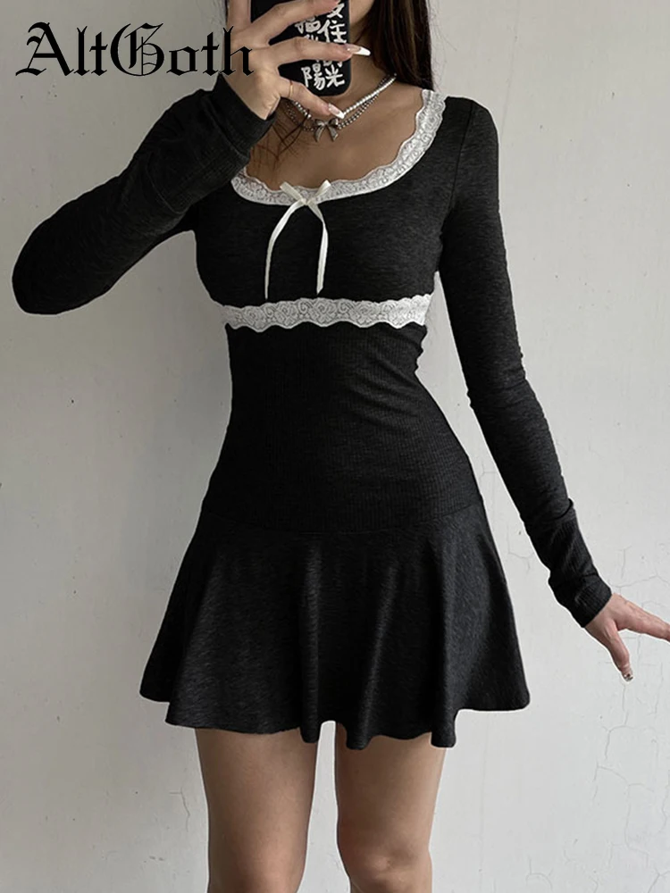 AltGoth Sweet Fairycore Dress Women Streetwear Elegant Mall Gothic Y2k Bow Lace Patchwork Long Sleeve High Waist Corset Dress
AltGoth Sweet Fairycore Dress Women Streetwear Elegant Mall Gothic Y2k Bow Lace Patchwork Long Sleeve High Waist Corset Dress