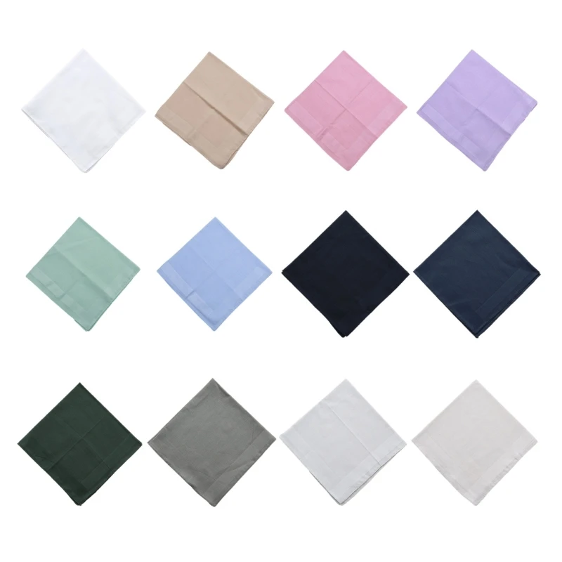 

Stylish Pocket Handkerchief Gents Solid Color Hankies 16x16inch Large Bandana High Absorbency Pocket Towel