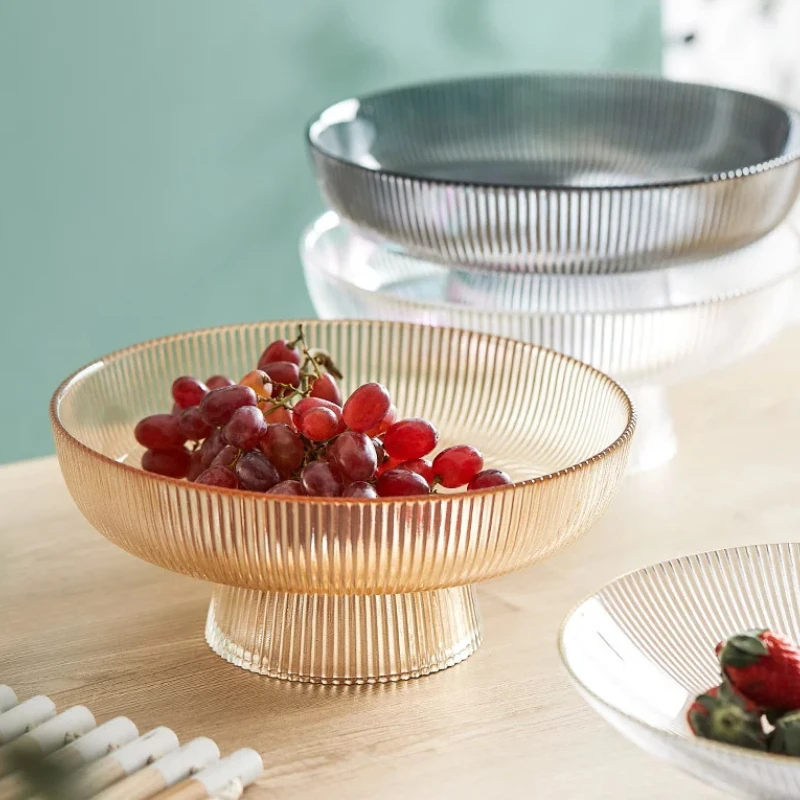 

Round Glass Plate Fruit Tray Salad Bowl Decorative Plates Dried Fruit Snack Plate Refreshment Tray Dessert Cake Pan