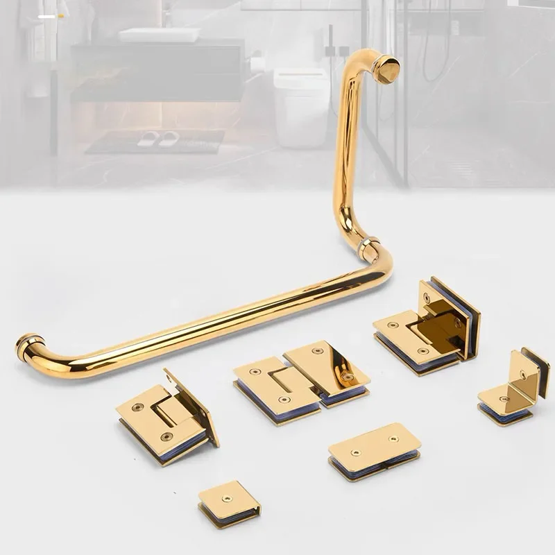 

1pcs Stainless Steel Frameless Glass Door Hinge 90 135 180 Degrees Gold Bathroom Clamp Bathroom Folding Glass Clip Package Mail