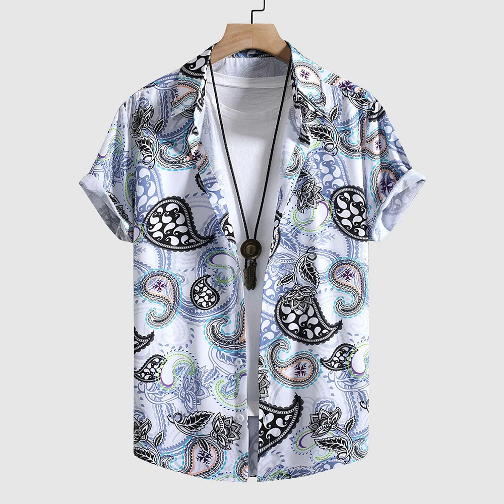 

Рубашка мужская с коротким рукавом, этнический Племенной принт, уличная модная одежда с 3D принтом и короткими рукавами, топ на пуговицах, на лето