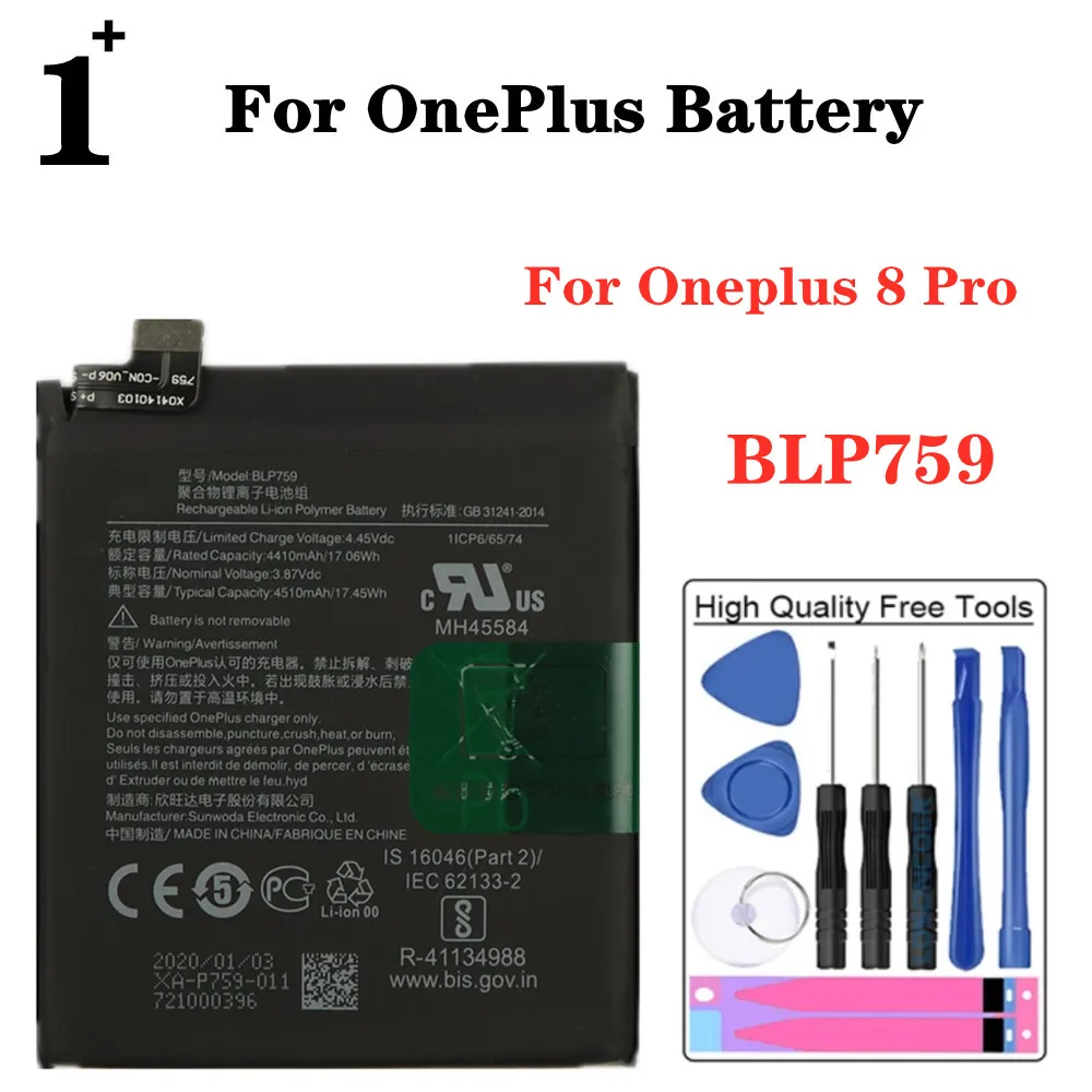

New Original Phone Battery BLP759 BLP761 For Oneplus 8 / 8 Pro One Plus 8 8pro Phone High Quality Smartphone Battery + Tools