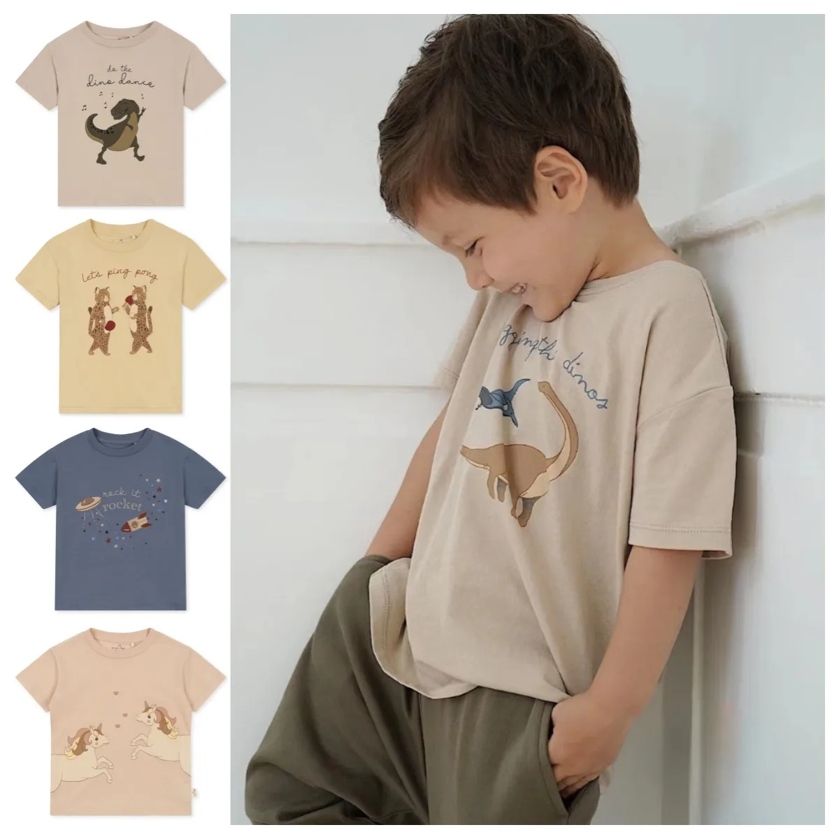 

Summer KS Children's T-shirt New Boys and Girls Animal Print Short-sleeved Top T-shirt Boys and Girls Clothing