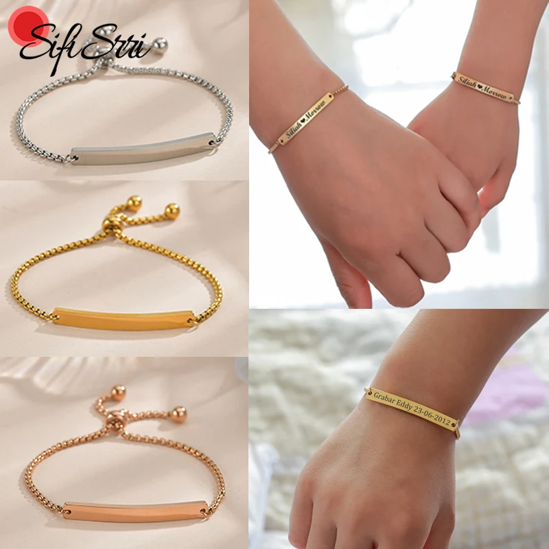 Sifisrri Personalized Engrave Baby Name Bar Nameplate Bracelet For Women Kids Stainless Steel Adjustable Link Chain Jewelry Gift
Sifisrri Personalized Engrave Baby Name Bar Nameplate Bracelet For Women Kids Stainless Steel Adjustable Link Chain Jewelry Gift
