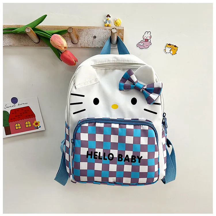 Kawaii Cartoon Hello Kitty Checkered Backpack Kawaii Cartoon Hello Kitty Checkered Backpack