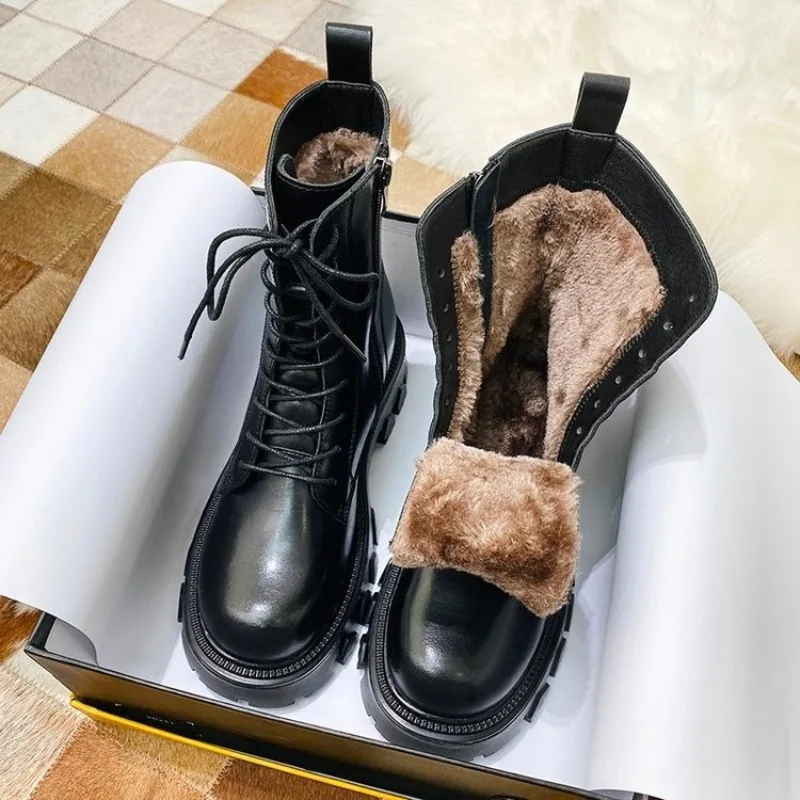 Women Boots Thick Heel Zipper Snow Boots Female Plush Keep Warm PU Leather Mid Calf Boots Non Slip Platform Boots for Woman
Women Boots Thick Heel Zipper Snow Boots Female Plush Keep Warm PU Leather Mid Calf Boots Non Slip Platform Boots for Woman