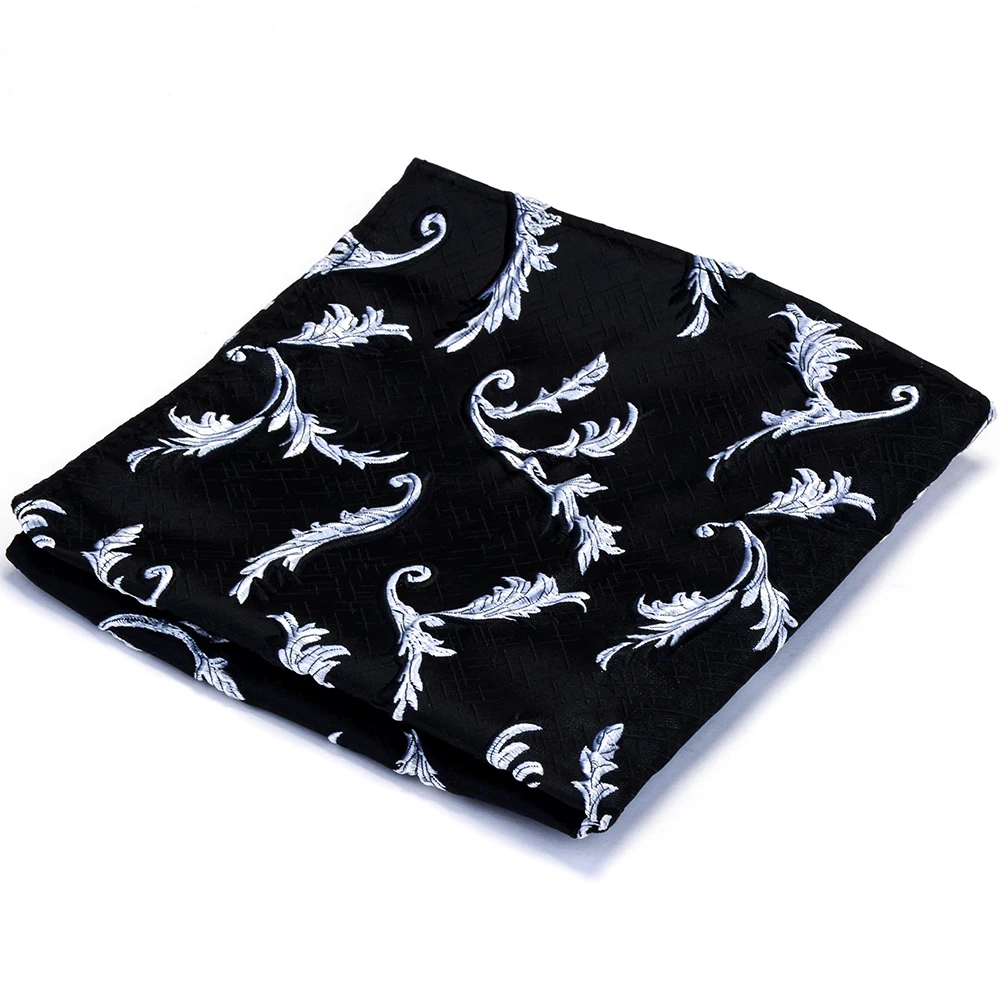 

Classic White Black 25*25CM Men's Silk Thick and Textured Floral Handkerchief Pocket Square Men Hanky For Wedding Party Gift