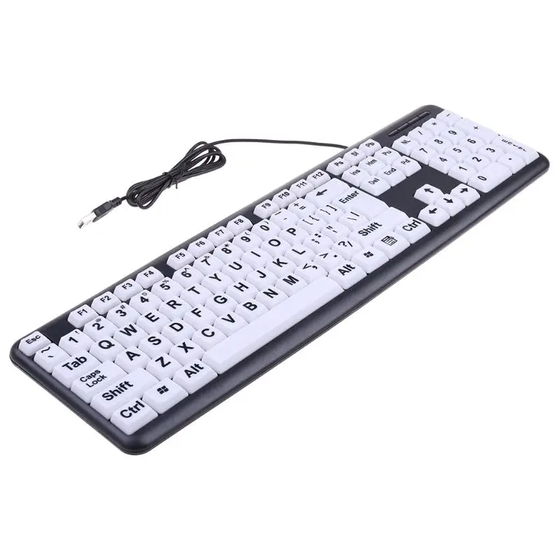 

Популярная проводная USB-клавиатура для пожилых людей. Проводная клавиатура с защитой глаз с крупным шрифтом.