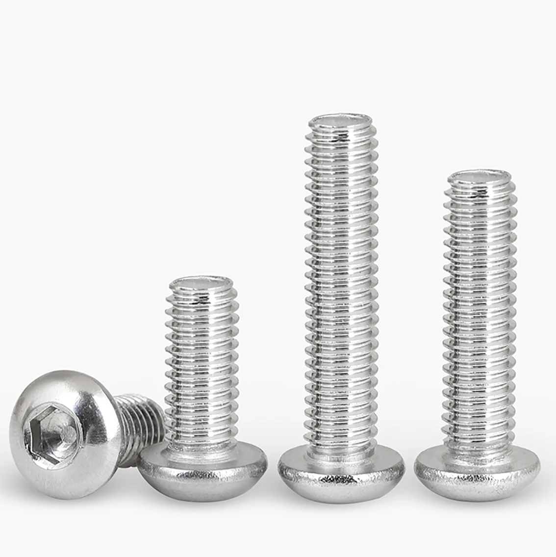 

5/10/20pcs 201 Stainless Steel M6 Pan Head Hex Hexagon Socket Machine Screws Half Round Head Allen Bolts Length 8mm-100mm