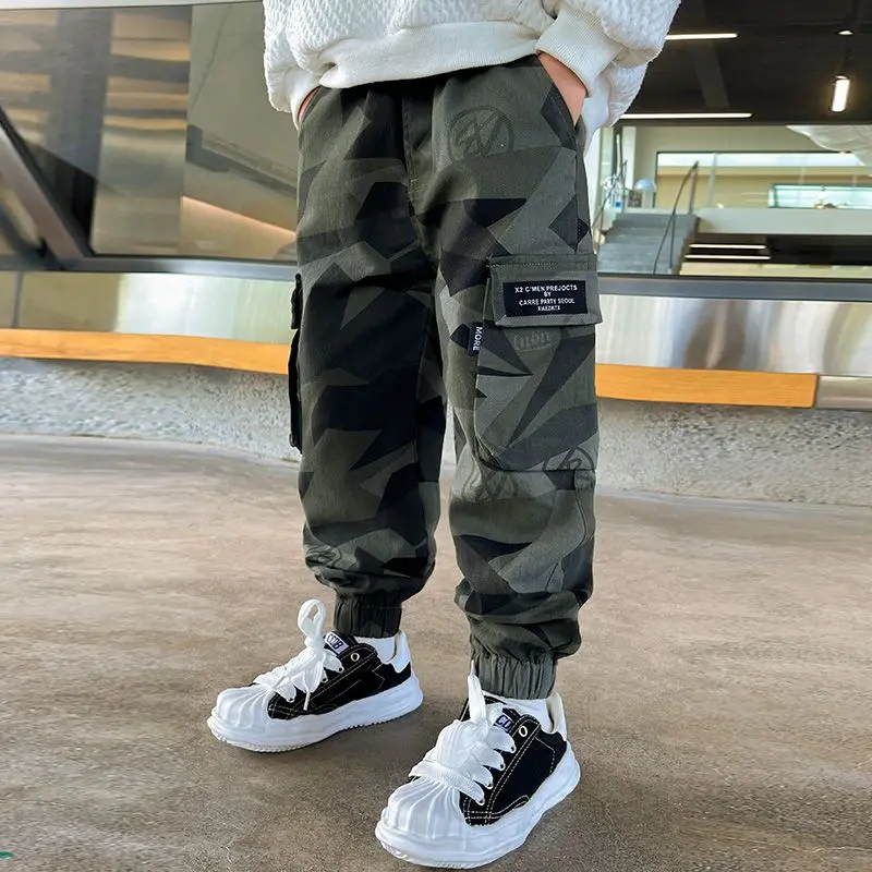 

Teen Boys' Cargo Pants Camouflage Cuffed Mutiple Pokets Loose Fitting Causal Spring Autumn 2023 5-16 Years Old