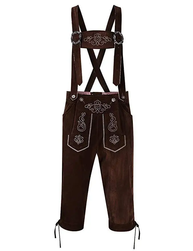 

S-3XL Bavaria Oktoberfest Suede Lederhosen Suspender For Adult Man Deluxe Traditional German Beer Party Outfit Jumpsuit Costume