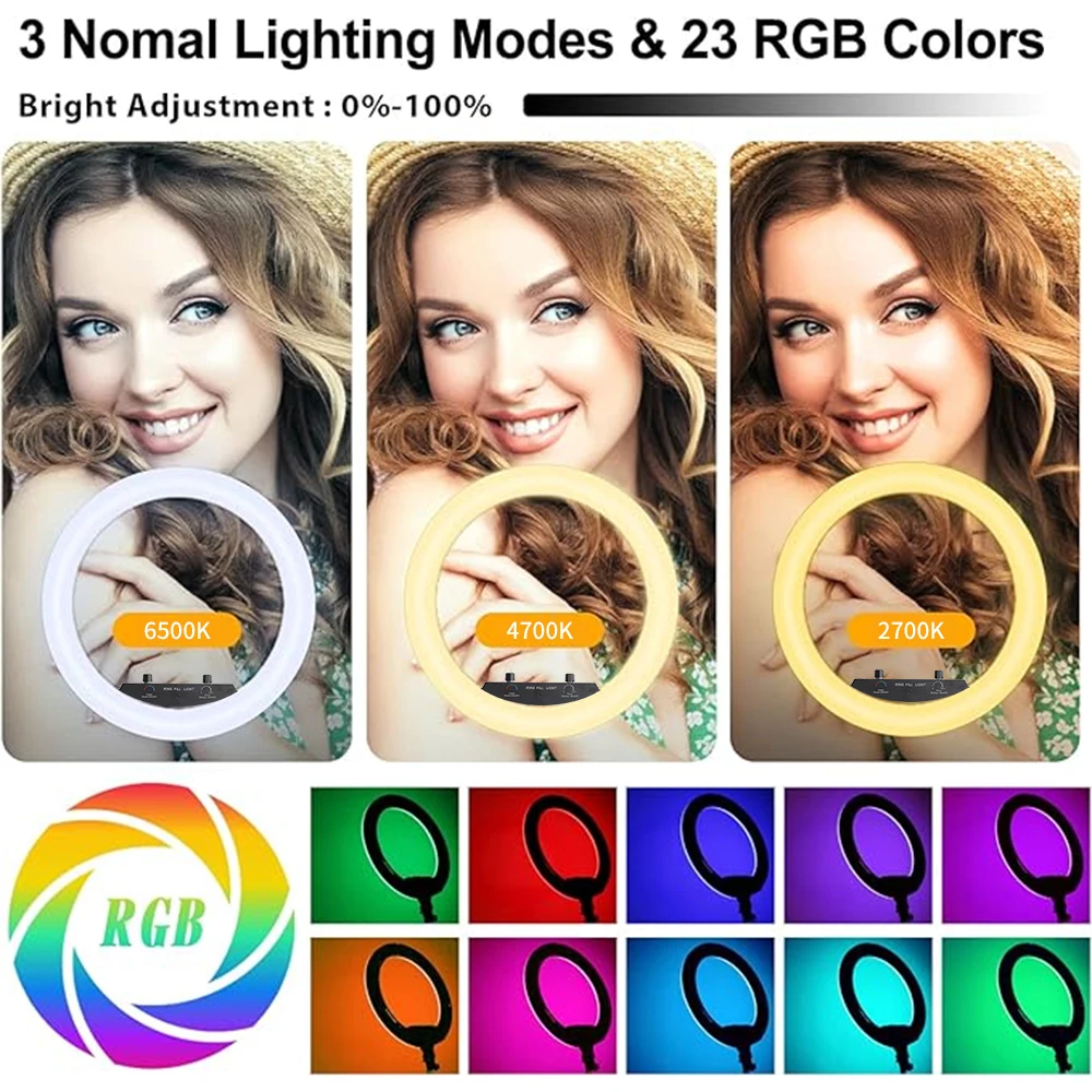45cm Selfie Ring Lamp 18 Inch RGB Ring Light Photography With Tripod Phone Clip For Live Make Up Youtube Photography Studio 45cm Selfie Ring Lamp 18 Inch RGB Ring Light Photography With Tripod Phone Clip For Live Make Up Youtube Photography Studio