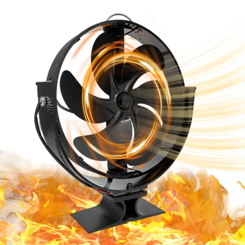 

360 Degree Heat Powered Stove Fan Stove Non-Electric Manual Fan with Protective Cover for Log Burner Wood Burning Stoves Pellet
