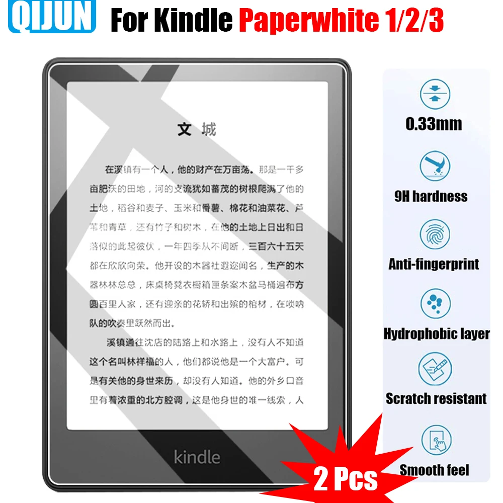 

Tablet Tempered glass film For Amazon Kindle Paperwhite 1 2 3 Explosion Scratch proof membrane Anti fingerprint protective 2 Pcs