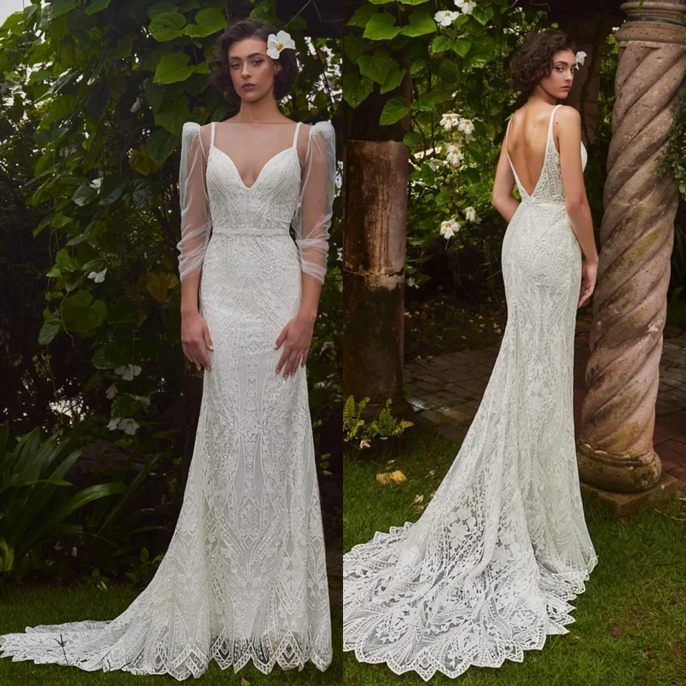 Sexy Trumpet V-neck Brush Floor Length Cut-out Open Back HandmadeFlower Lace Wedding Dresses vestidos novia robe mariage
Sexy Trumpet V-neck Brush Floor Length Cut-out Open Back HandmadeFlower Lace Wedding Dresses vestidos novia robe mariage