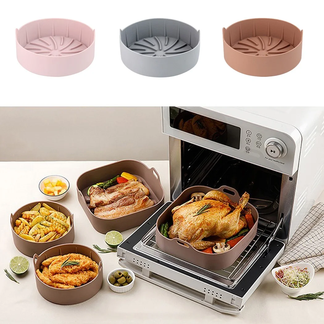 

1pc Air Fryer Silicone Grill Pan Multifunctional Silicone Mat Baking Basket Baking Tool Tray Grill Pan Replacemen Accessories