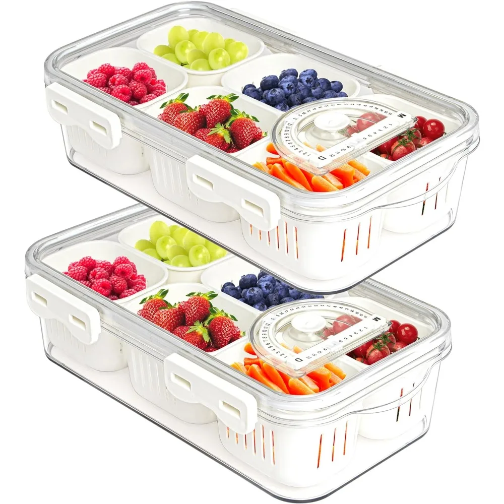 2Pack Divided Food Serving Tray with Lids Stackable Fruit&Veggie Container with 12 Small Dividers Plastic Storage Bins
2Pack Divided Food Serving Tray with Lids Stackable Fruit&Veggie Container with 12 Small Dividers Plastic Storage Bins