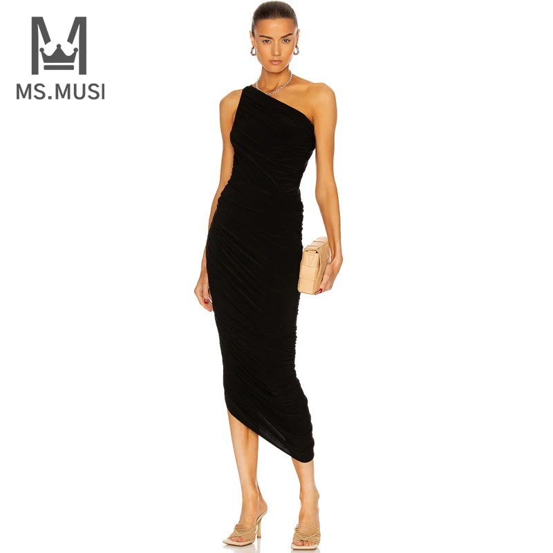 MSMUSI 2023 New Fashion Women Sexy One Shoulder Draped Fold Sleeveless Backless Bodycon Party Club Event Midi Dress Vestidos
MSMUSI 2023 New Fashion Women Sexy One Shoulder Draped Fold Sleeveless Backless Bodycon Party Club Event Midi Dress Vestidos