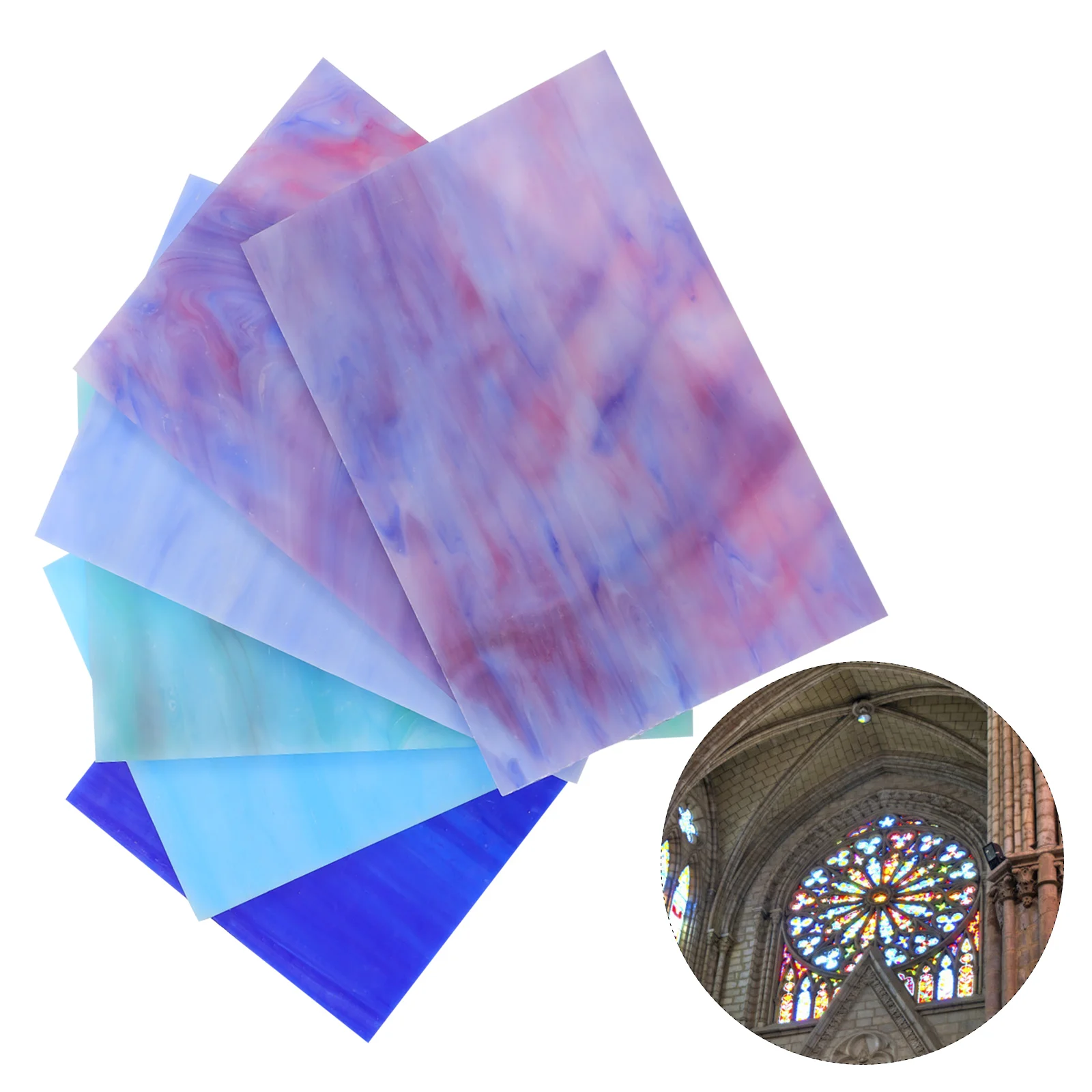 

6 Pcs Handmade Materials Colored Mica Flakes Student Stained Glass Panels Cathedral Mosaic Tile