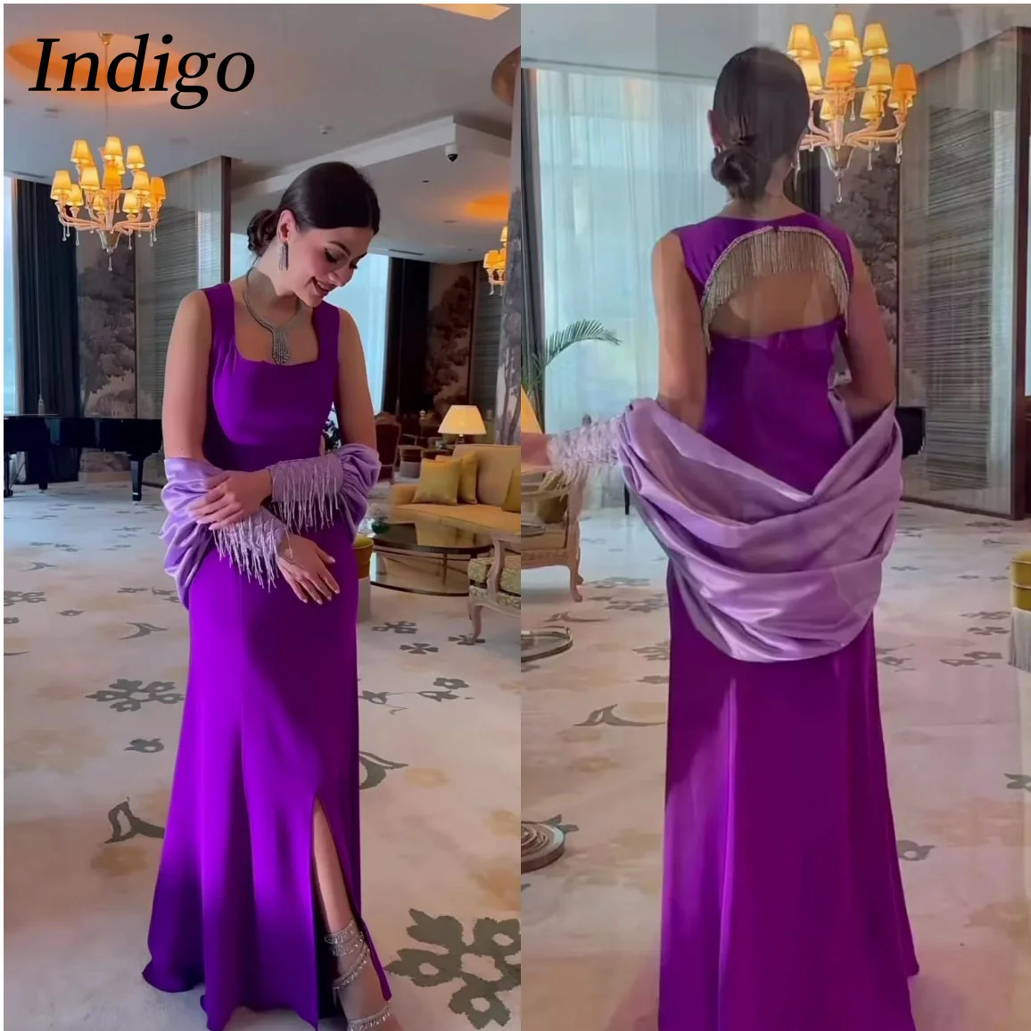 Indigo New Evening Dresses Square Neck Sexy Backless Slit Tassel Women Formal Party Dress 2023 vestidos para mujer فساتين السهرة
Indigo New Evening Dresses Square Neck Sexy Backless Slit Tassel Women Formal Party Dress 2023 vestidos para mujer فساتين السهرة