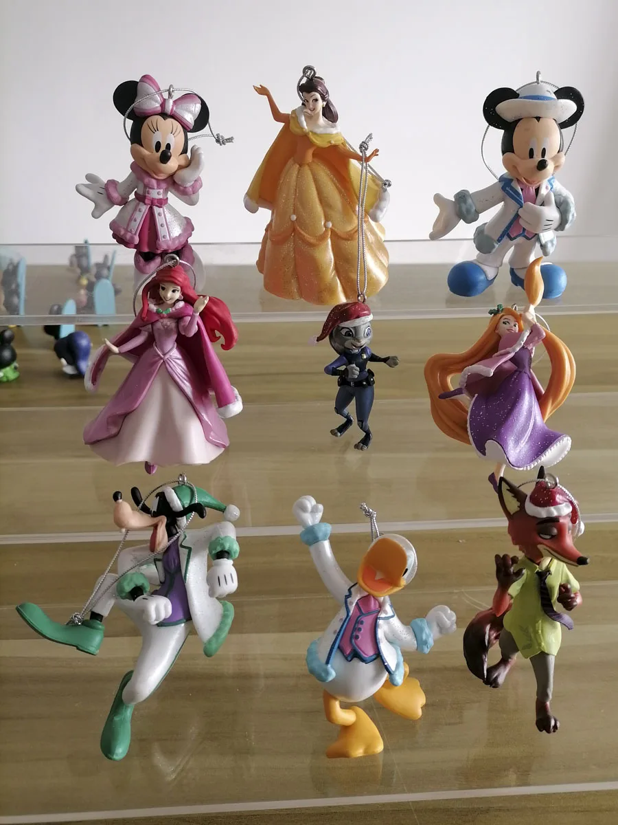 

Disney Anime Figure Mickey Minnie Mouse Donald Duck Zootopia Judy Tangled Rapunzel Mermaid Collection Pendants Kids Gifts