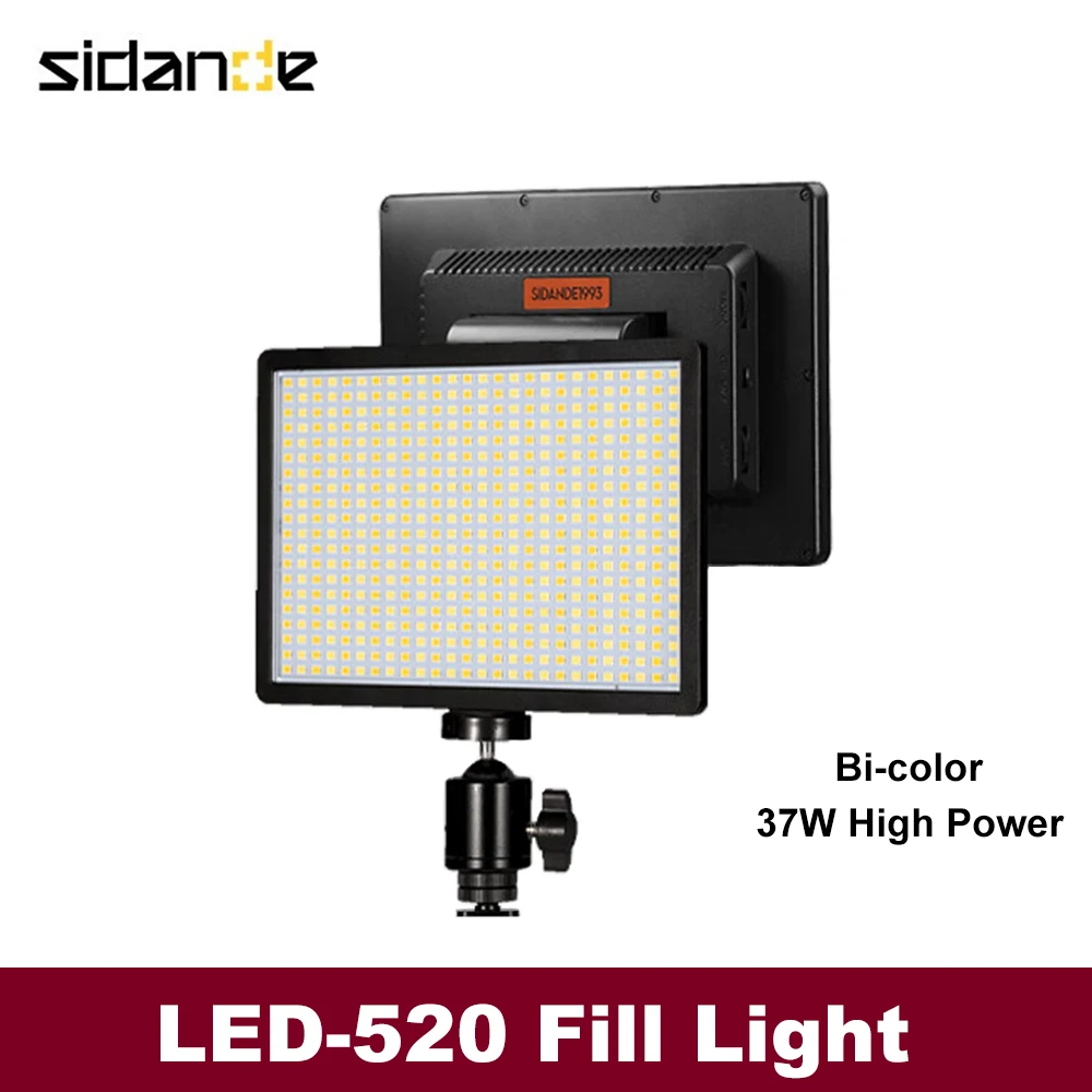 

SIDANDE LED-520 Fill Light Dimmable Photography Lamp Portable Selfie Lighting 37W LED Lamp For Live Streaming Studio DSLR Camera