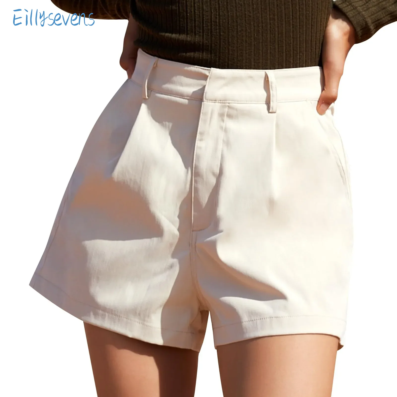 

Women'S New Shorts Fashion Trend All-Match Color Shorts Comfortable Cool Solid Commuting Casual Shorts High Waisted Streetwear