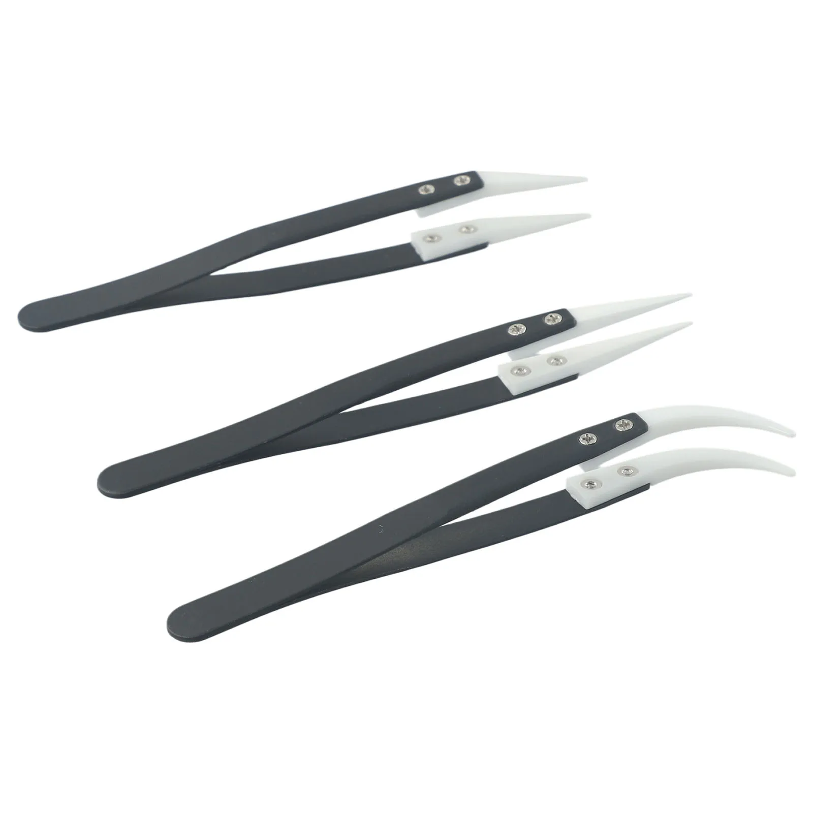 3pcs/set Insulation Ceramic Reverse Tweezers Anti-Static Heat Resistant Non Conductive Tweezers Straight Curved Tips
3pcs/set Insulation Ceramic Reverse Tweezers Anti-Static Heat Resistant Non Conductive Tweezers Straight Curved Tips