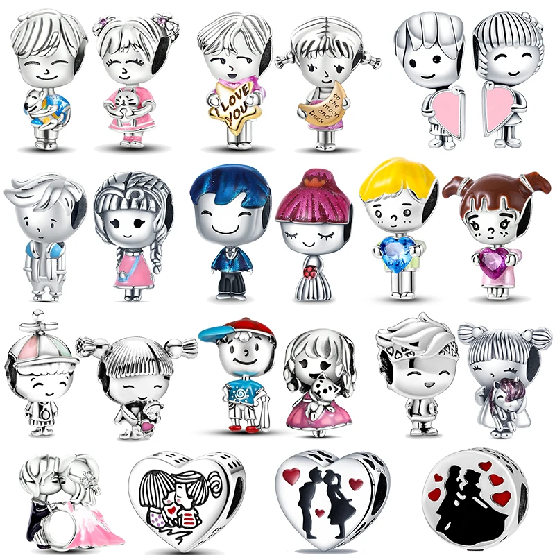 925 Sterling Silver Boy Girl Couple Lovers Beads Charms Zirconium Dangle Fit Original Pandora Bracelet Charms Jewelry Women DIY
925 Sterling Silver Boy Girl Couple Lovers Beads Charms Zirconium Dangle Fit Original Pandora Bracelet Charms Jewelry Women DIY