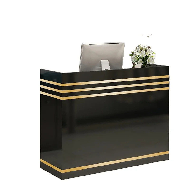 

2024 New Design Customize Logo Small Wood Front Reception Desks Retail Convenience Clothes Store Barber Shop Checkout Counter