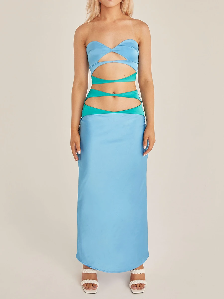 Women Summer Sexy Hollow Out Strapless Patchwork Long Dresses Ladies Fashion Bodycon Slim Beach Vacation Holiday Party Dress
Women Summer Sexy Hollow Out Strapless Patchwork Long Dresses Ladies Fashion Bodycon Slim Beach Vacation Holiday Party Dress