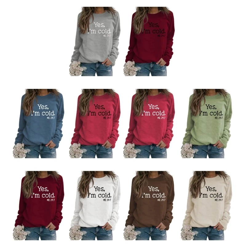 

Letters Printed Funny Sweatshirt Long Sleeve Crewneck Casual Loose Pullover Top Streetwear for Spring Autumn and Winter DropShip