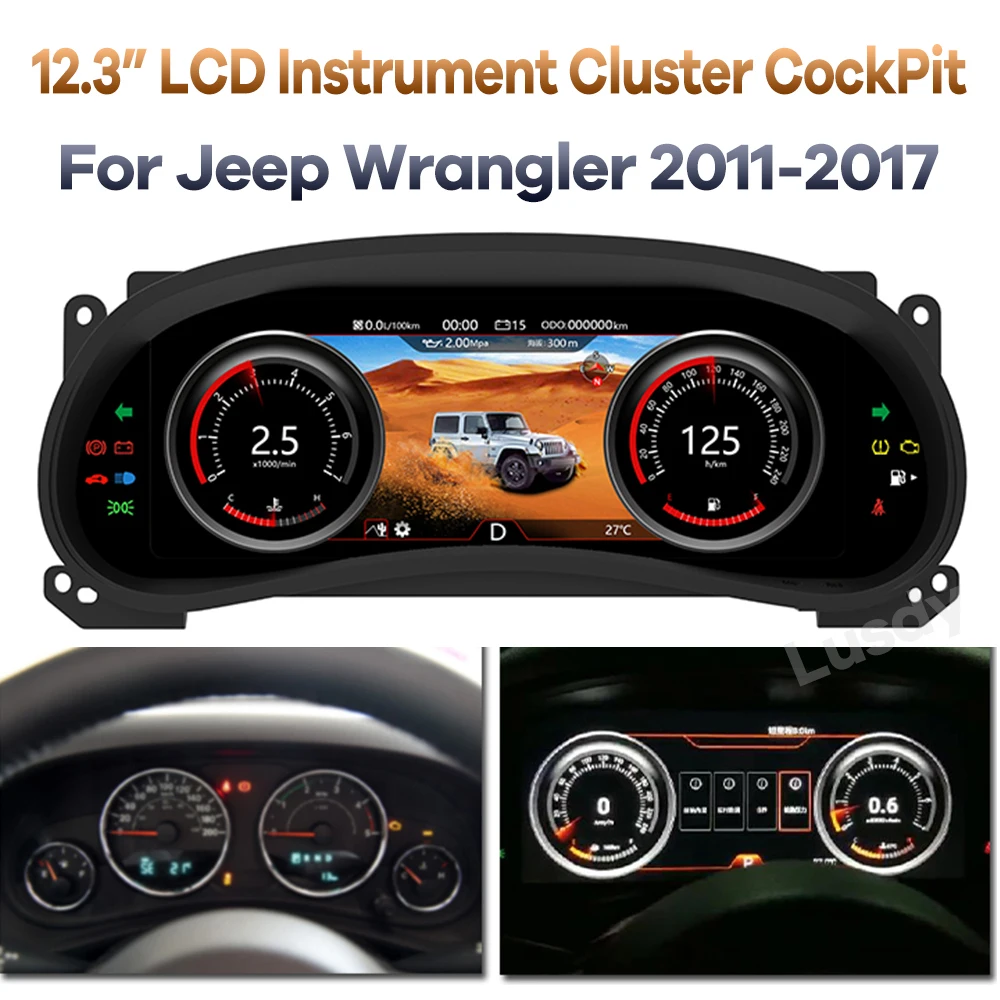 

12.3" Digital Dashboard Panel Virtual Instrument Cluster CockPit LCD Speedometer for Jeep Wrangler JK 2011-2017 Linux OS