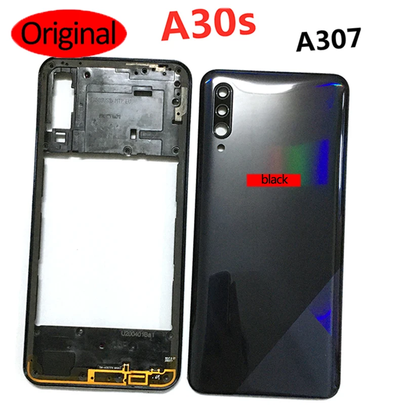 

Original Housing a30s Middle Frame Rear Door Cover For SAMSUNG Galaxy A30s A307F Battery Back Cover Rear Case + Sticker + Logo