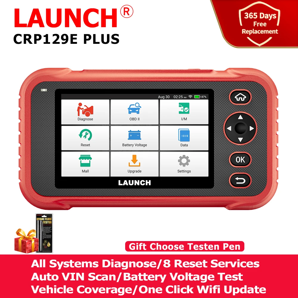 

LAUNCH X431 CRP129E PLUS Car Full Systems EOBD OBD2 Scanner Diagnostic Tool 8 Reset Services Auto VIN Scan Battery Test Update