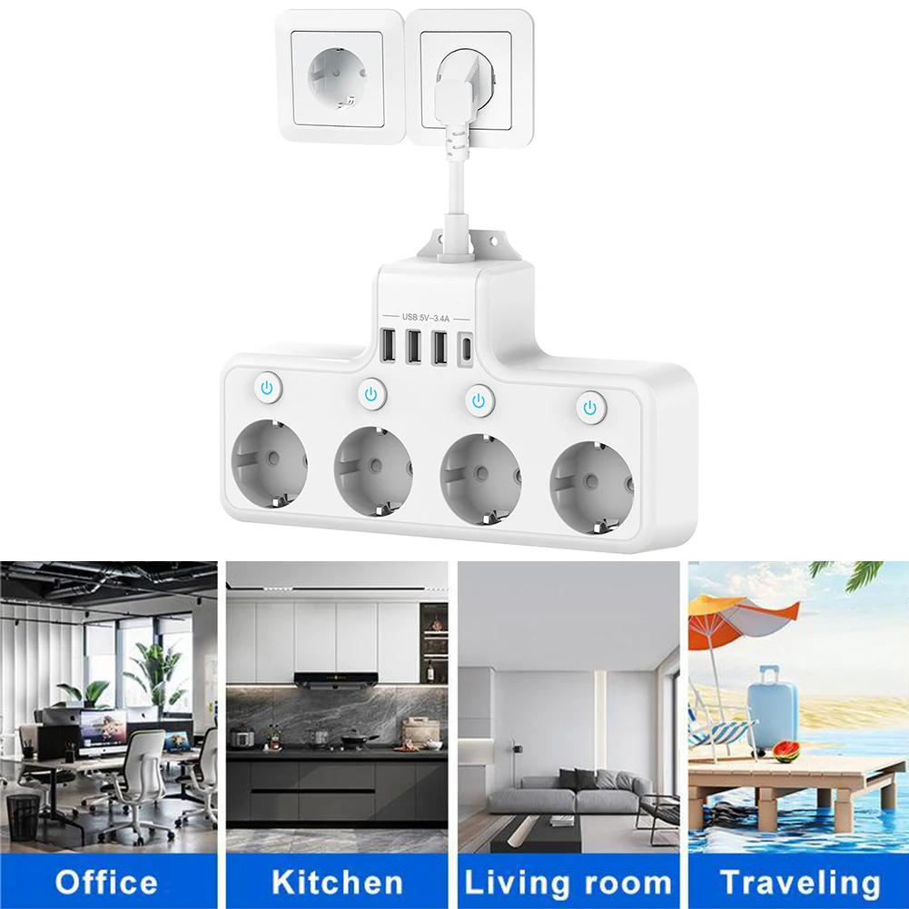 16A/4000W EU Plug Power Strip 4Way & USB Port Electrical Socket Power Strip Individually Switchable Home Adapter Surge Protector
16A/4000W EU Plug Power Strip 4Way & USB Port Electrical Socket Power Strip Individually Switchable Home Adapter Surge Protector