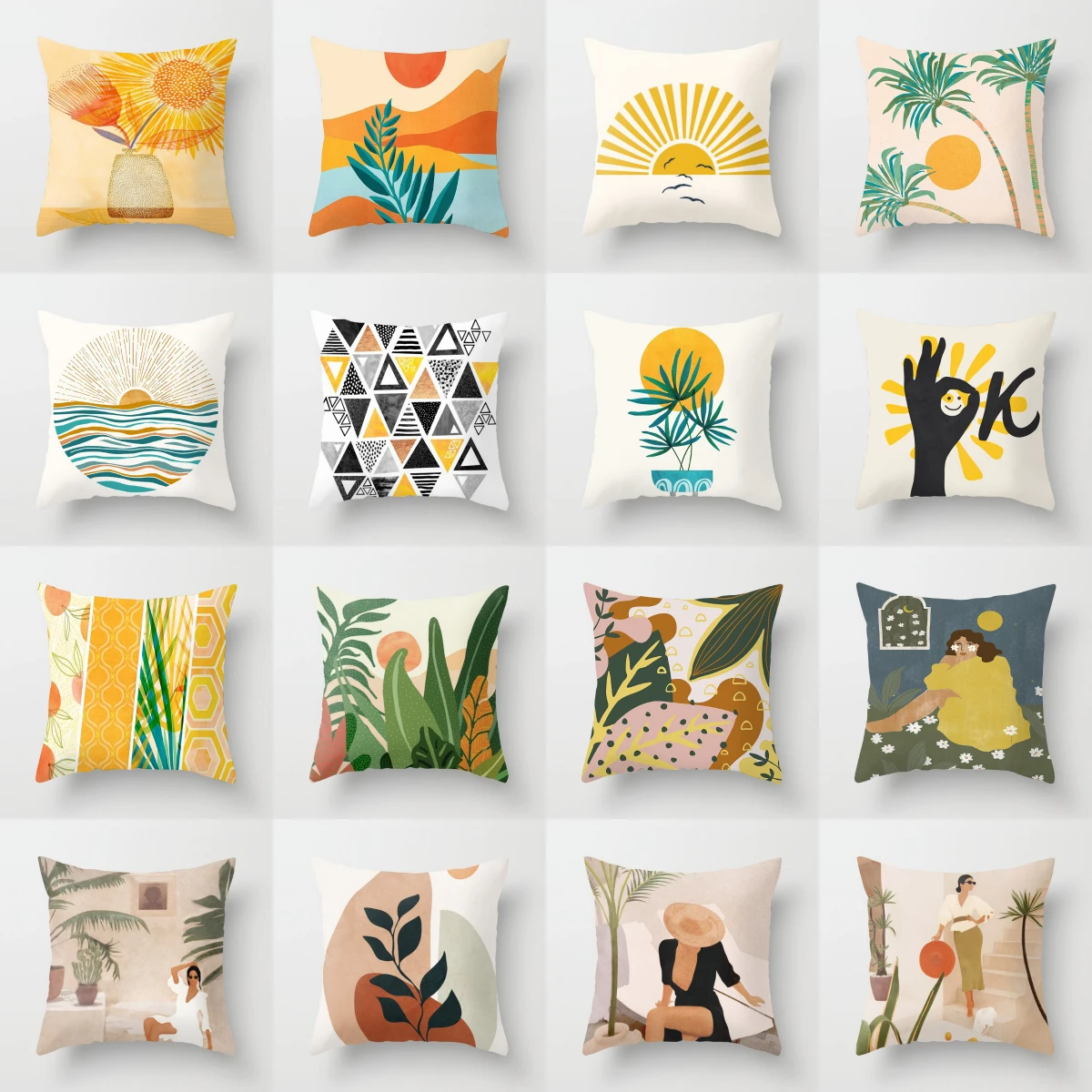 Yellow Orange Brown Abstract Art Cushion Covers Geometric Plants Sunrise Woman Portrait Painting Pillows Case Sofa Throw
Yellow Orange Brown Abstract Art Cushion Covers Geometric Plants Sunrise Woman Portrait Painting Pillows Case Sofa Throw