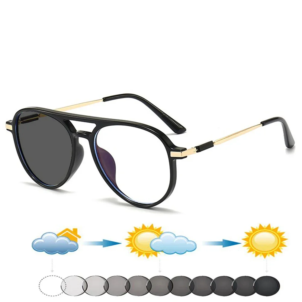 Retro Oversized Pilot Frame Double Bridge Comfortable Photochromic Reading Glasses +0.75 To +4
Retro Oversized Pilot Frame Double Bridge Comfortable Photochromic Reading Glasses +0.75 To +4