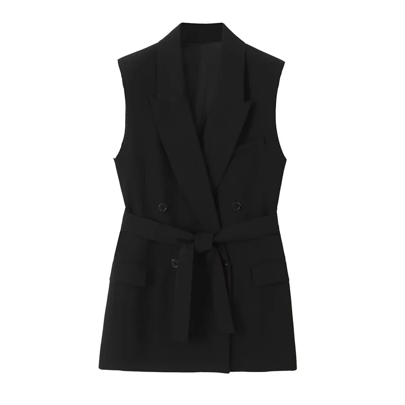 TRAF Black Commuter Wrap Long Vest Women Clothes Lapel V-Neck Sleeveless Waistcoats Tied Self Back Slit Loose Tops Japanese Y2K
TRAF Black Commuter Wrap Long Vest Women Clothes Lapel V-Neck Sleeveless Waistcoats Tied Self Back Slit Loose Tops Japanese Y2K