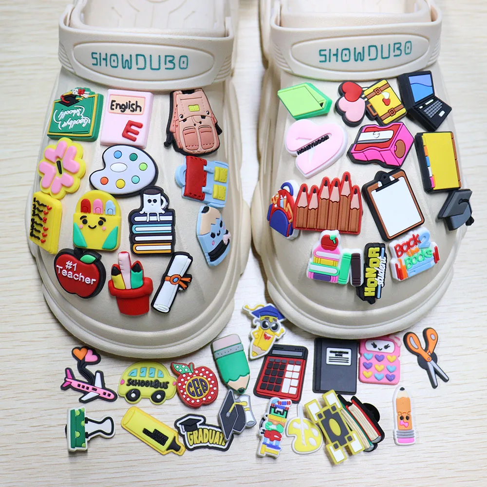 Mix 50PCS PVC Croc Jibz Buckle Book Calculator Laptop Pen Sharpener Pencil Schoolbag Garden Shoes Button Decoration Accessories 
Mix 50PCS PVC Croc Jibz Buckle Book Calculator Laptop Pen Sharpener Pencil Schoolbag Garden Shoes Button Decoration Accessories