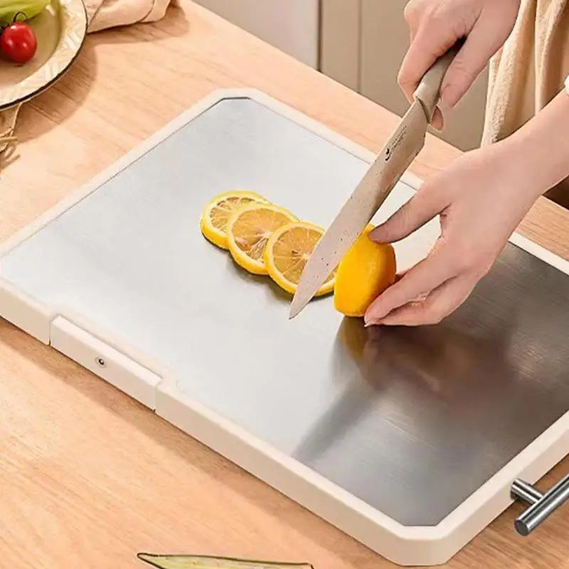 

Cutting Board Food Grade 304 Stainless Steel PP Double Sided Anti-bacterial Anti-slip Chopping Block Cutting Board for Raw Meat