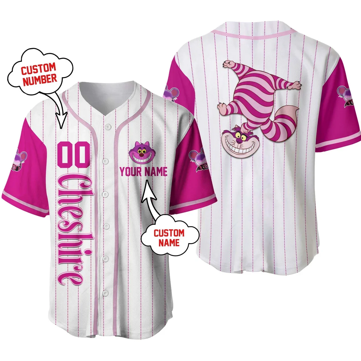 

Cheshire Cats Baseball Jerseys Custom Name Men's and Women's Disney Baseball Uniforms Fashion Vintage Short Sleeve Shirt Jerseys