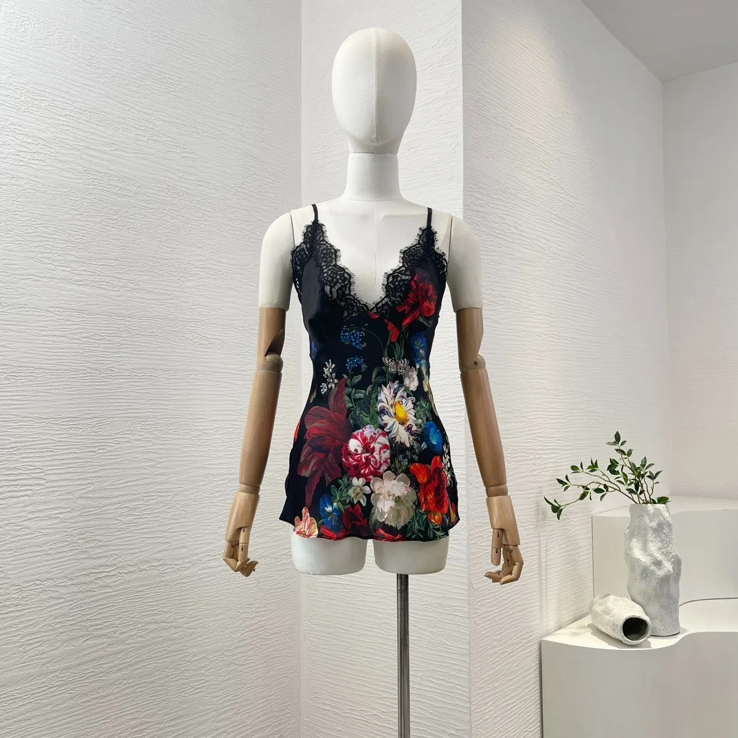 Black White Pullover Flower Butterfly Print Lace Patchwork Sleeveless Diamonds Pressed Vest Tops High Quality 2024 Slik Summer
Black White Pullover Flower Butterfly Print Lace Patchwork Sleeveless Diamonds Pressed Vest Tops High Quality 2024 Slik Summer
