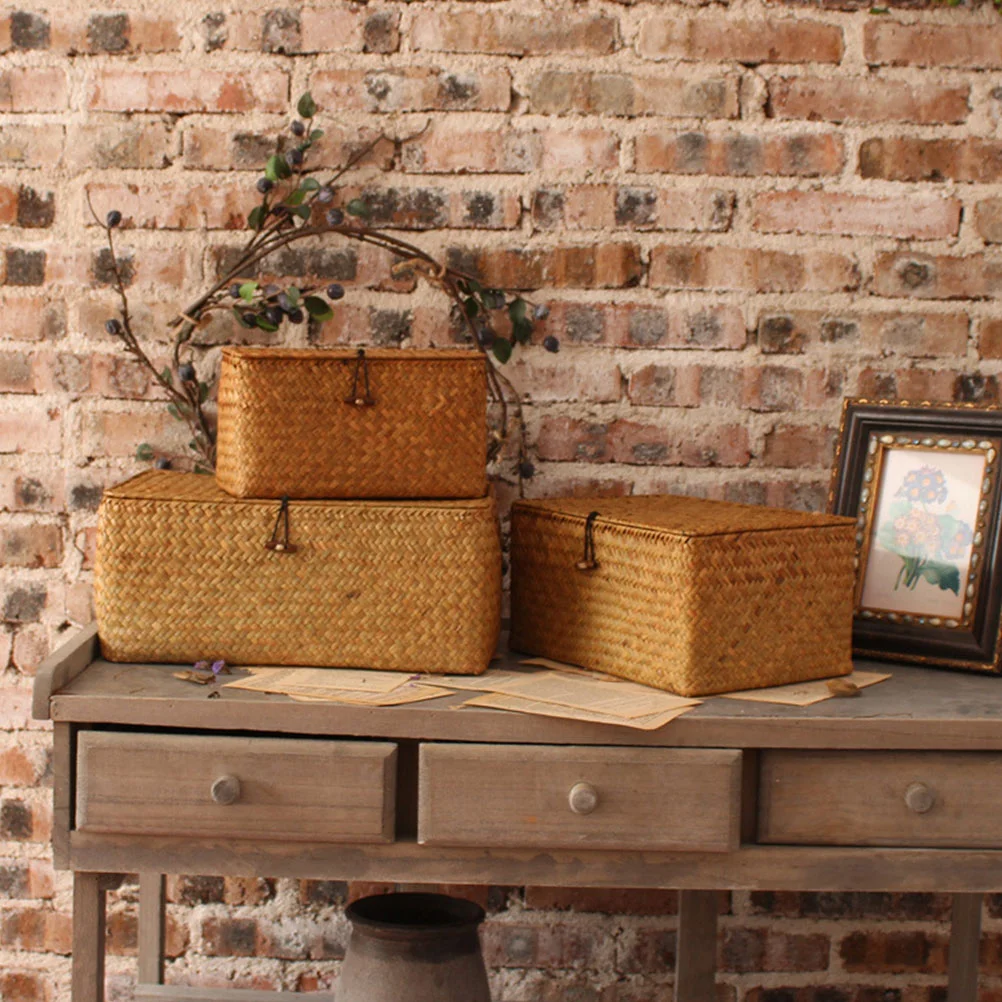 Woven Basket Lid Seagrass Storage Baskets Rectangular Rattan Box Stackable Storage Boxes Makeup Organizer Container
Woven Basket Lid Seagrass Storage Baskets Rectangular Rattan Box Stackable Storage Boxes Makeup Organizer Container