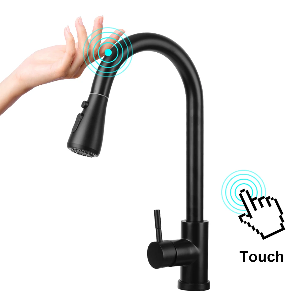 

Mixer Tap Kitchen Sink Hot Cold Taps Stainless Steel Kitchen Faucet Smart Touch Sensor Faucets 360 Degree Rotation