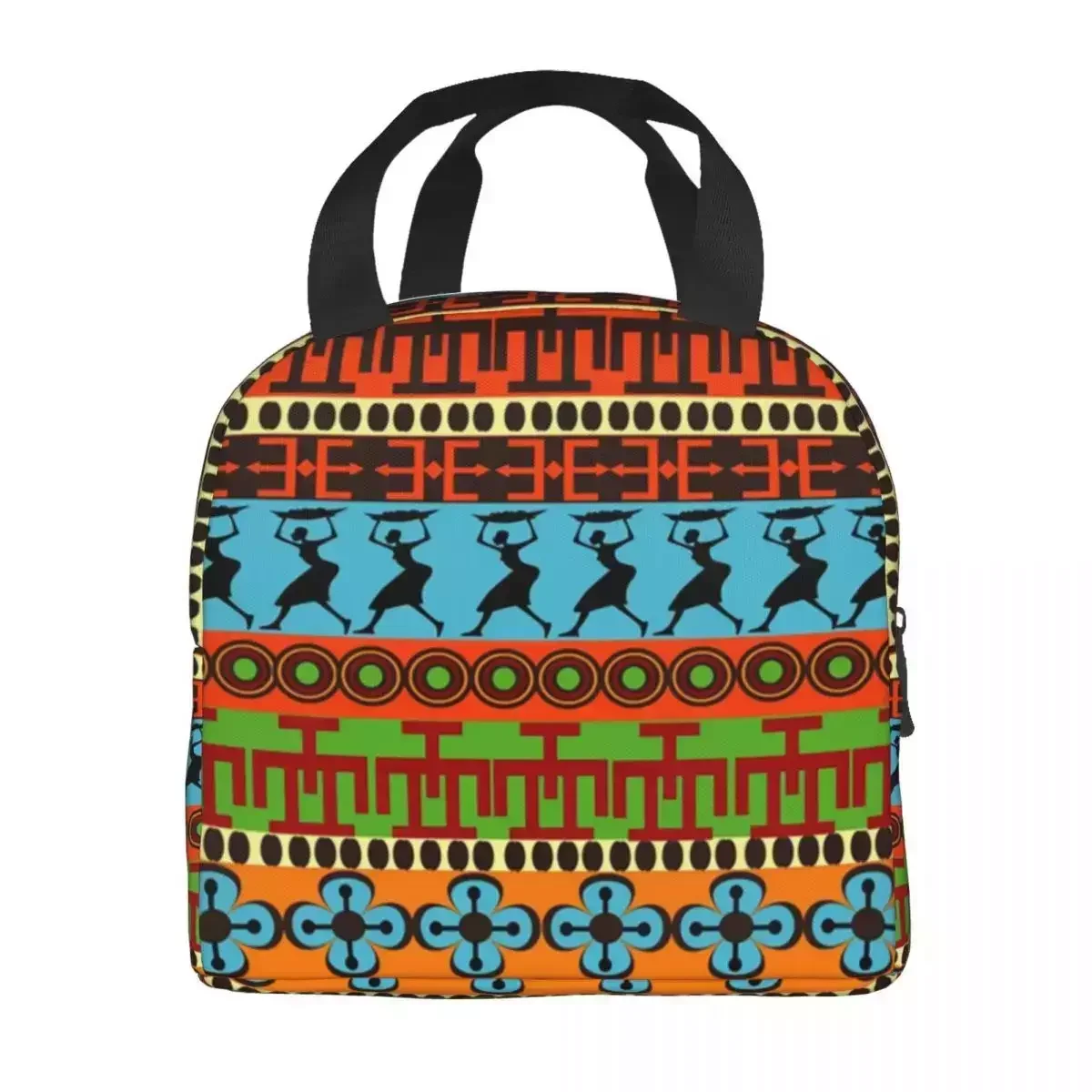 

Изолированная сумка-тоут для ланча в этническом африканском стиле, художественный термо-охладитель для еды, уличный Ланч-бокс для кемпинга и путешествий
