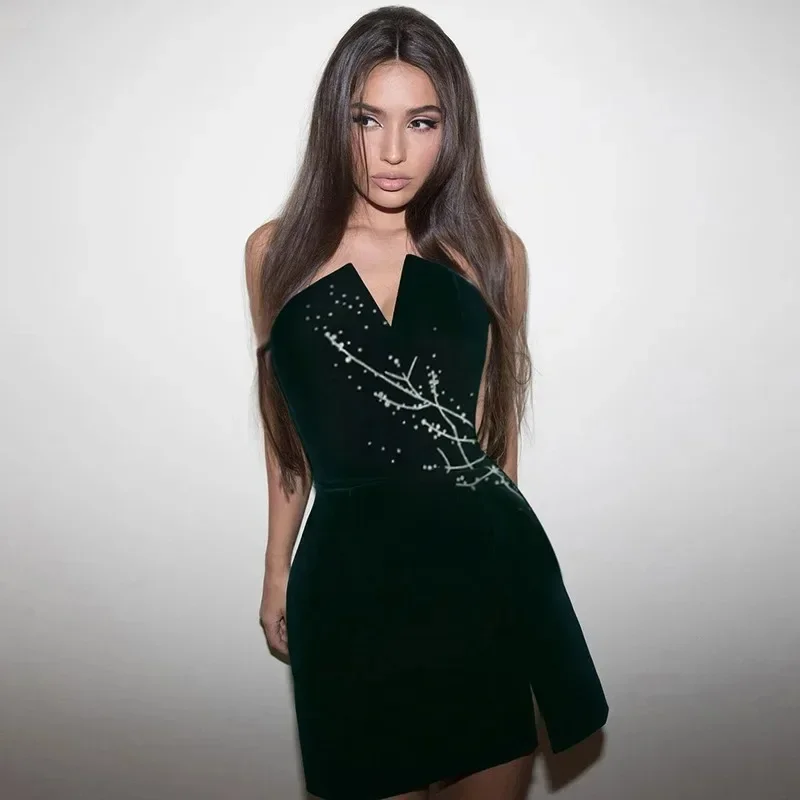 Sexy V Neck Velvet Dress for Women Summer Strapless Off Shoulder Elegant Evening Wrap Mini Dress Sexy Backless Dresses YXQ07
Sexy V Neck Velvet Dress for Women Summer Strapless Off Shoulder Elegant Evening Wrap Mini Dress Sexy Backless Dresses YXQ07