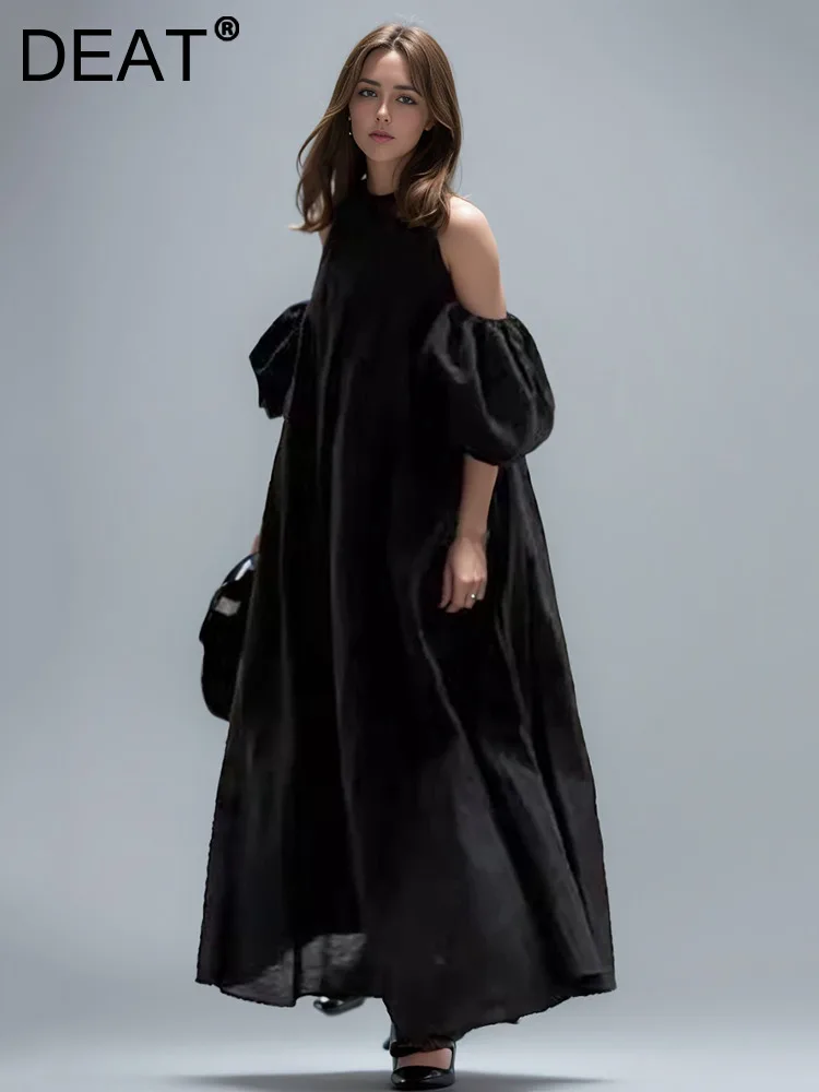 Женское ажурное платье до щиколотки DEAT, свободное платье с круглым вырезом, короткими рукавами, открытой спиной и плечами, модель 7AB4377 на лето, 2024 
Женское ажурное платье до щиколотки DEAT, свободное платье с круглым вырезом, короткими рукавами, открытой спиной и плечами, модель 7AB4377 на лето, 2024