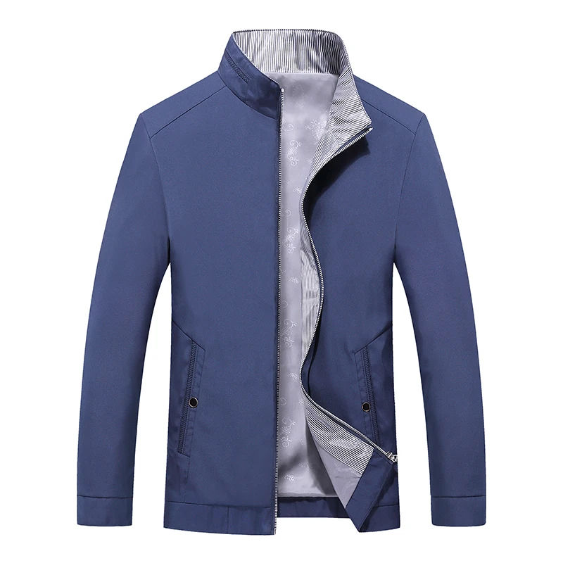 

Мужская деловая куртка, повседневная куртка на молнии с воротником-стойкой, простая модная мужская одежда, Офисная верхняя одежда, мужские куртки, 2024